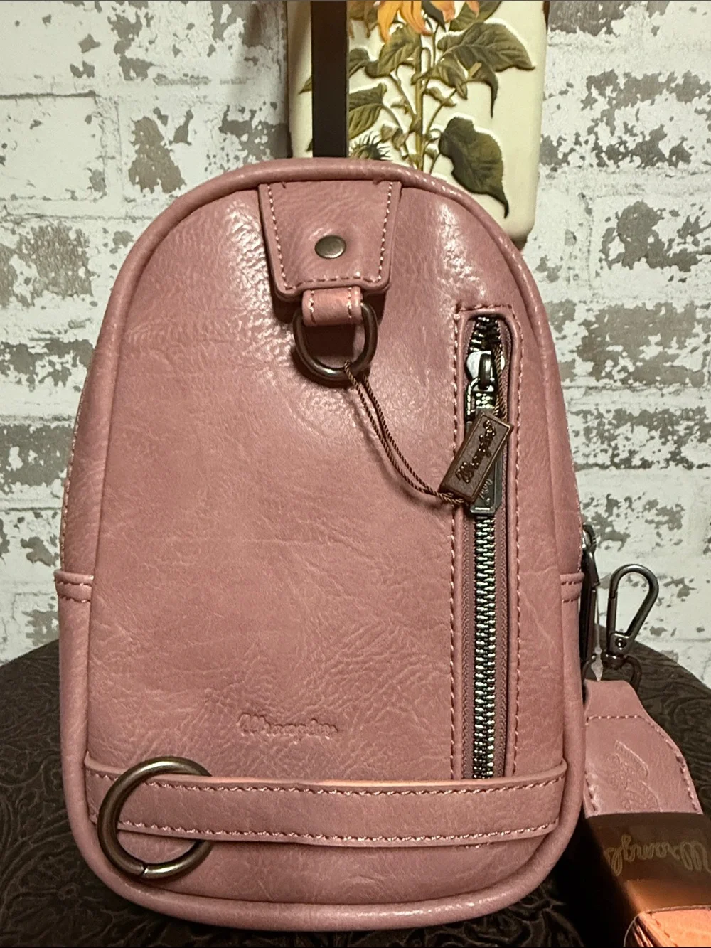 Wrangler Pink Southwestern Embroidered Crossbody Bag
